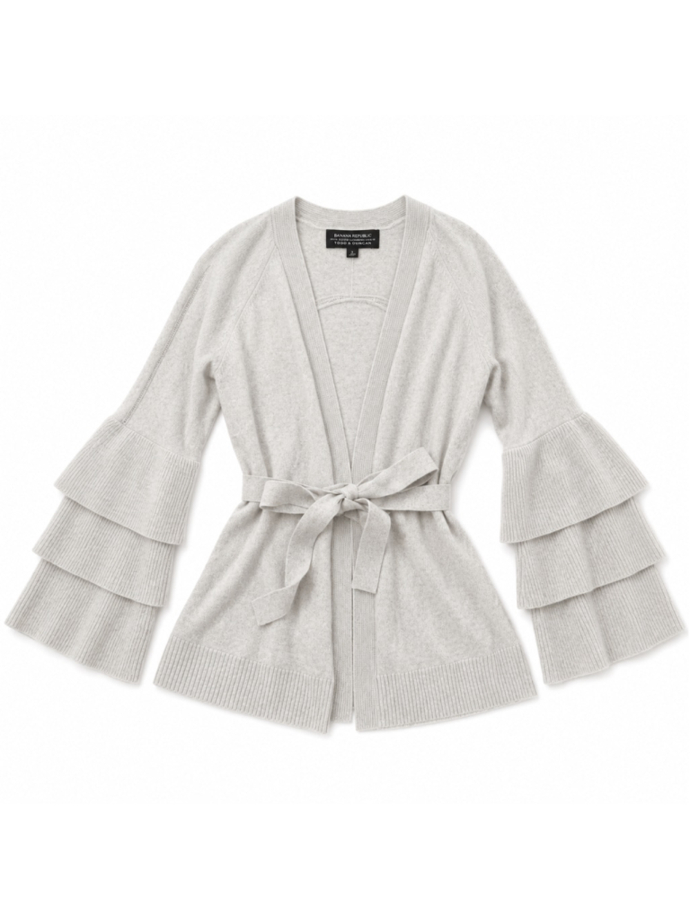 Banana Republic Todd & Duncan 100% Scottish Cashmere Ruffle Sleeve Cardigan S
